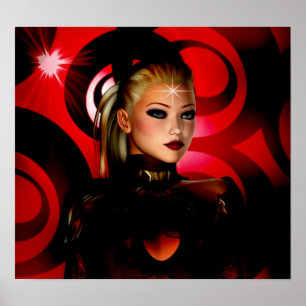 Fim-acima vermelho de Venus do poster da arte da