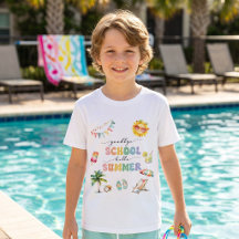 Fim da Escola Olá Camiseta da Festa de Verão