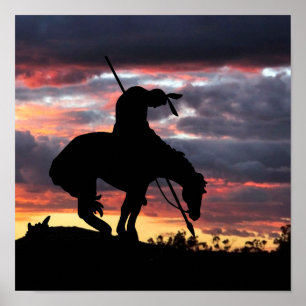 Fim da silhueta de trilha com Poster sunset