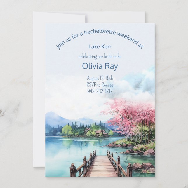 Fim de semana do Lago Bachelorette Convite e Itine (Frente)