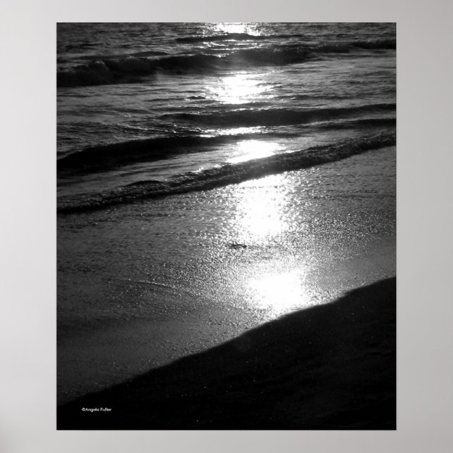 Fim do dia em Dog Beach B/W Poster (Frente)