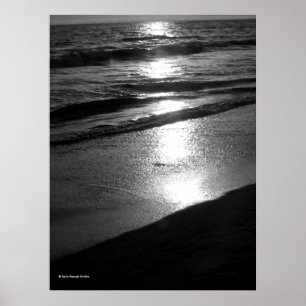 Fim do dia em Dog Beach Huntington CA B/W Poster