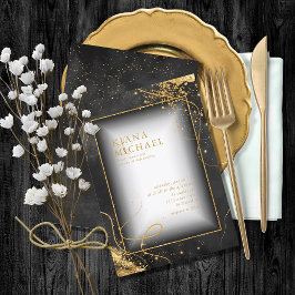 Fine Dourado Lines Abstrato Wedding V2 Black ID867