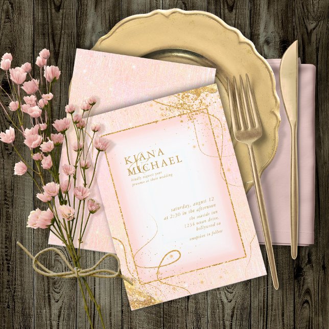 Fine Dourado Lines Abstrato Wedding V2 Blush ID867 (Criador carregado)