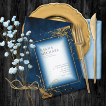 Fine Dourado Lines Abstrato Wedding V2 Marinho ID8