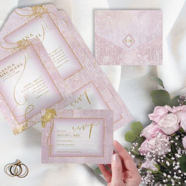 Fine Lines Dourado Abstrato Wedding V3 Mauve ID867 (Criador carregado)