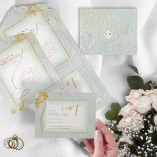 Fine Lines Dourado Abstrato Wedding V3 Sage ID867
