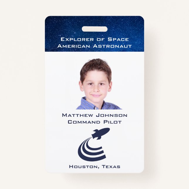 Fingir Crachá de astronauta para crianças personal (Frente)
