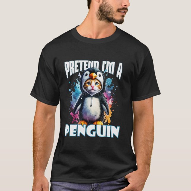 Fingir-me de uma camisa de Design do Pinguim Engra (Frente)