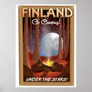 Finlândia acampando sob as estrelas poster