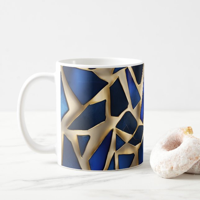Fio e caneca de design de vidro rachada dourada e  (Com Donut)