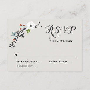 Fio Floral Branco Placa de resposta RSVP