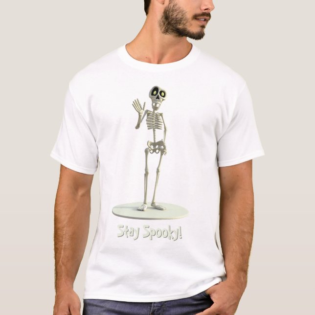 Fique Assustador! Camiseta de esqueleto estilo des (Frente)