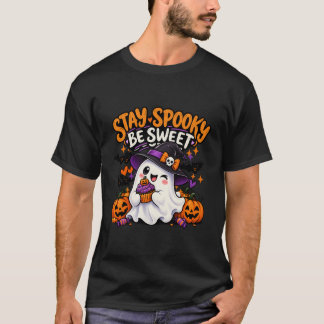 Fique Assustador Seja Doce Camiseta de Halloween d