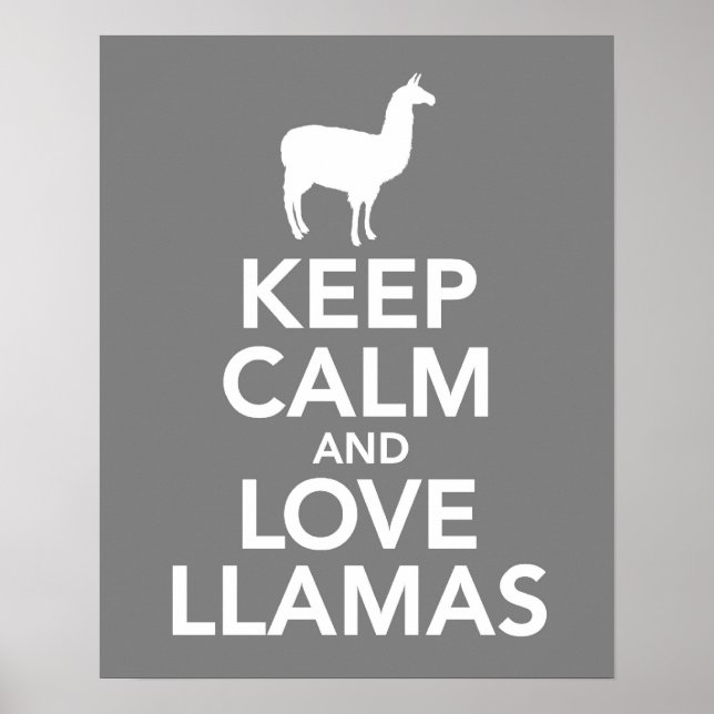 Fique calmo e ame Llamas impressão ou poster (Frente)