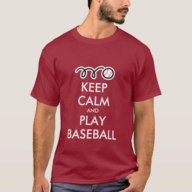 Fique calmo e jogue camiseta de beisebol (Frente)