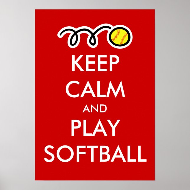 Fique calmo e jogue poster de softball (Frente)