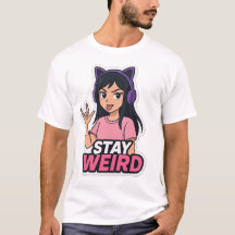 "Fique Estranho – Camiseta de Anime Menina com Hea