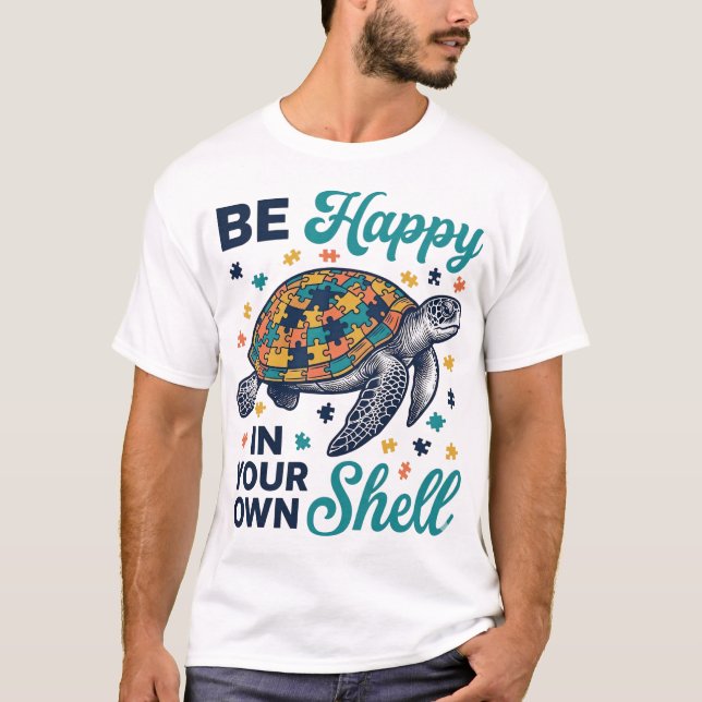 Fique Feliz Na Sua Própria Camisa De Tartaruga Des (Frente)