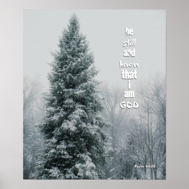 Fique quieto e saiba que o Poster cristão de pinhe (Frente)