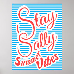 Fique salgado, Summer Vibes, poster de verão, azul