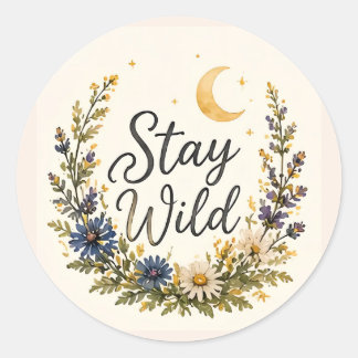 Fique Selvagem Flores Selvagens Adesivos Lua Boho