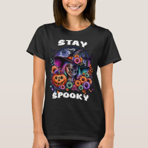 "Fique tonto" Bruxa de Halloween e Camiseta Skelet