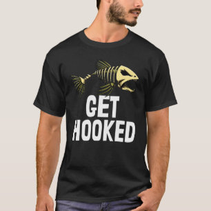 Fique Viciado Esqueleto Peixe Camisetas Ossos Dent