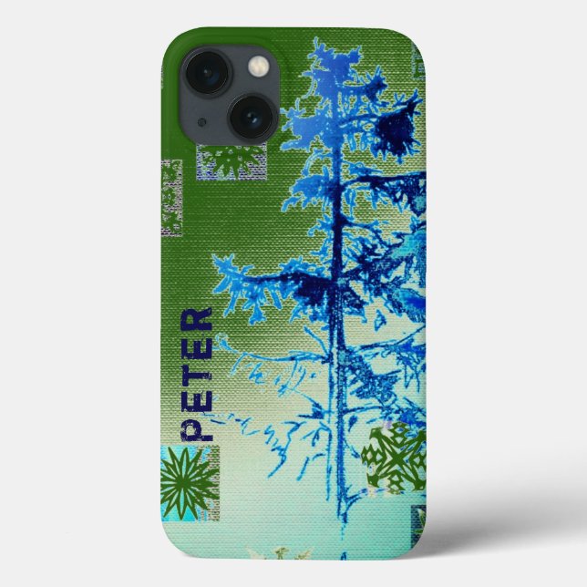 Fir Tree & Snowflakes & Your Name Case-Mate iPhone (Verso)