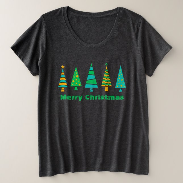 Fir Trees Natal Mais T-Shirt Tamanho (Frente do Design)