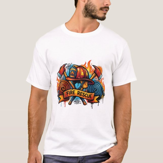 Fire Rescue Graffiti Street Art T-Shirt (Frente)