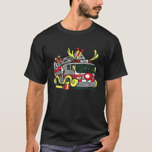 Fire Truck Sleigh Christmas T-Shirt