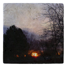 Fireball Sunrise Travertine Trivet