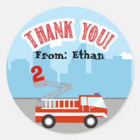 Firecaminhão Aniversário Obrigado Etiqueta De Vinh
