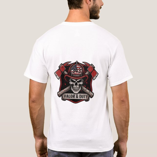 Firefighter/Fire Department Skull Axes T-Shirt (Verso)