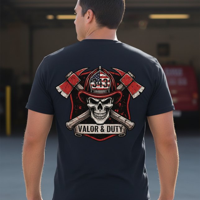 Firefighter/Fire Department Skull Axes T-Shirt (Criador carregado)