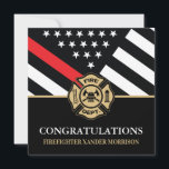 Firefighter Flag Fire Academy Fireman Graduation<br><div class="desc">This design features a firemen's flag with black and white stripes,  and a thin red line stripe as well. "Congratulations" and a fireman's badge sits above the name of the graduating firefighter. This design also works great for retiring firefighters,  lieutenants,  or chiefs. Celebrate in style!</div>