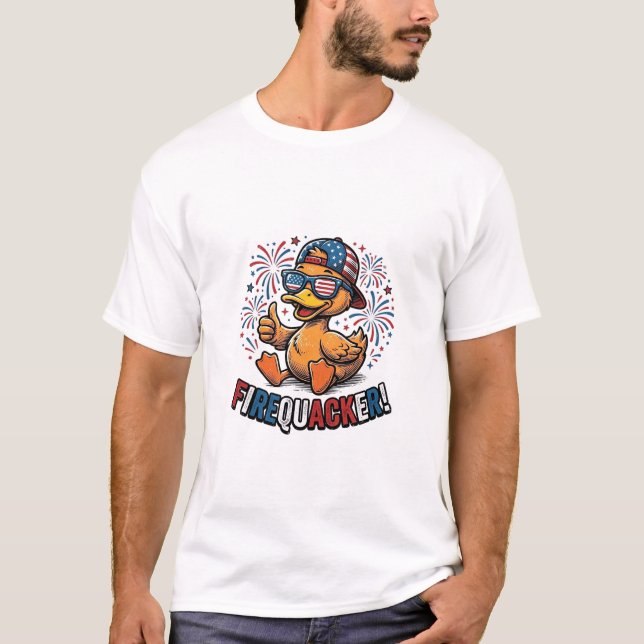 Firequacker Pato Patriótico Camisa Vintage Design_ (Frente)