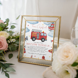 Firetruck Birthday Time Capsule Sign