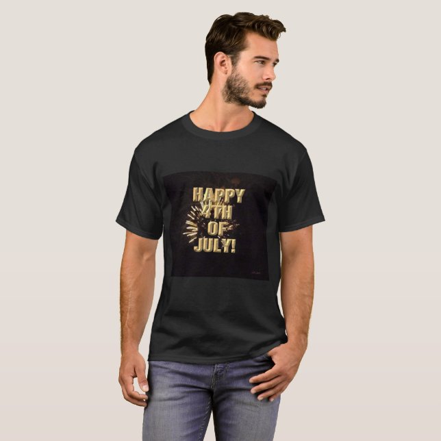 Fireworks 10 4º de julho camisa preta masculina (Frente Completa)
