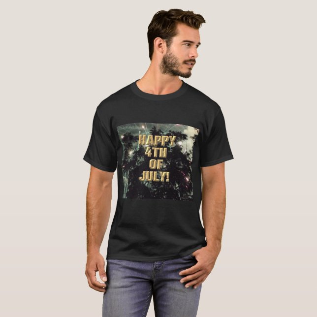 Fireworks 13 4 de julho camisa preta masculina (Frente Completa)