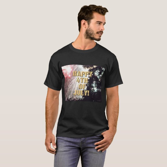 Fireworks 14 4º de julho camisa preta masculina (Frente Completa)