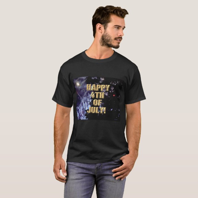 Fireworks 1 4 de julho camisa preta masculina (Frente Completa)