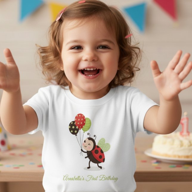 First Birthday Ladybug Toddler T-Shirt (First Birthday ladybug tshirt)