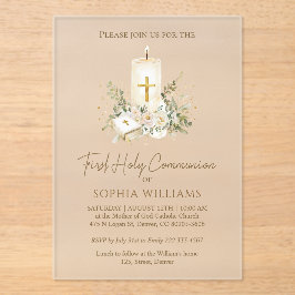 First Holy Communion Candle Bible Greenery