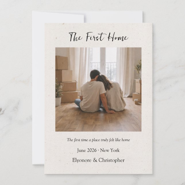 First Home Personalized Housewarming Keepsake Card (Frente)