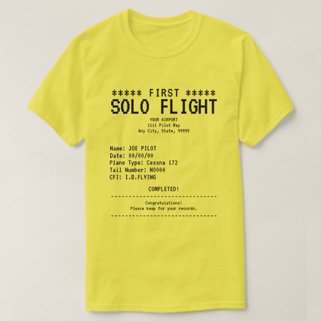 First Solo Flight T-Shirt (Frente do Design)