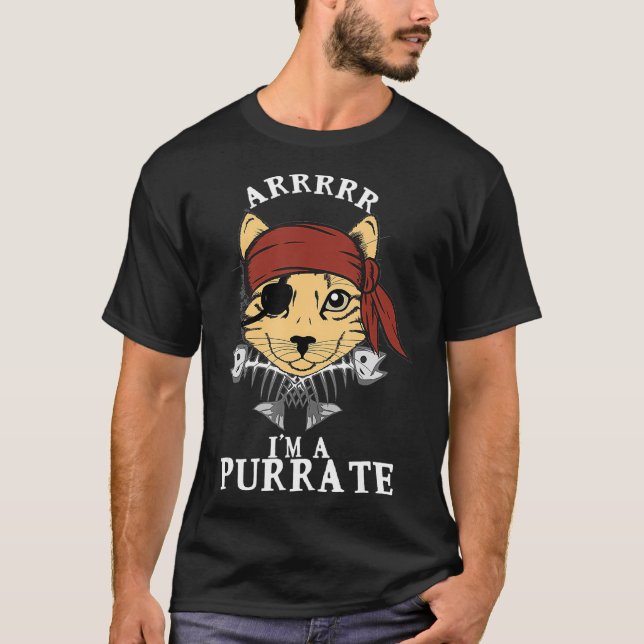 Fis De Gatinho De Purrate De Camisa De Gato Pirata (Frente)