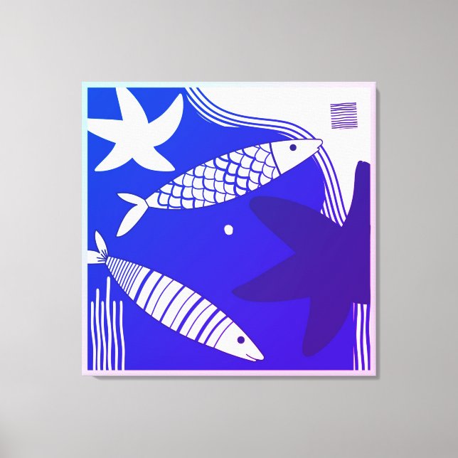 Fish and Star Fish Canvas Wall Art (Frente)