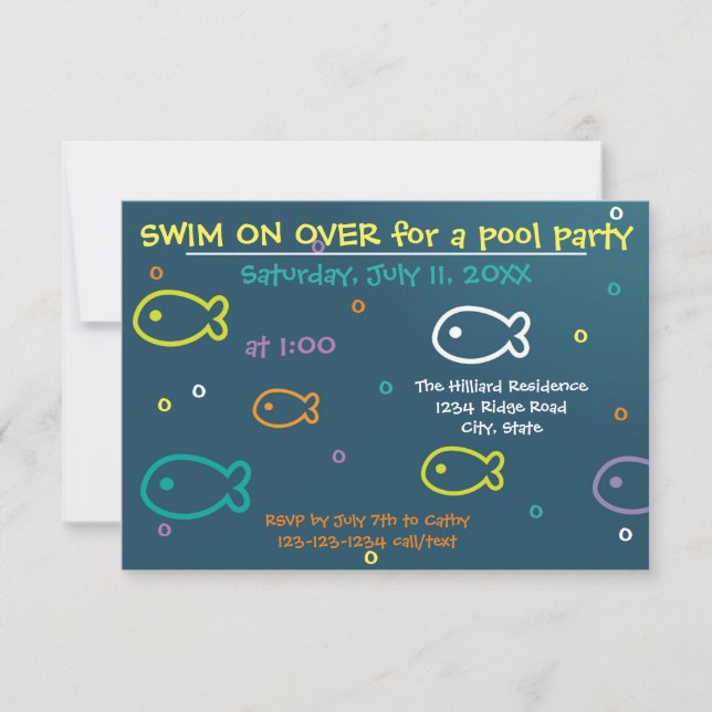 Fish & Bubbles - Convite de Festa na Piscina 3x5 (Frente)